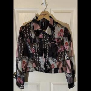 Art Deco Berek Cropped Sheer Jacket Size Large